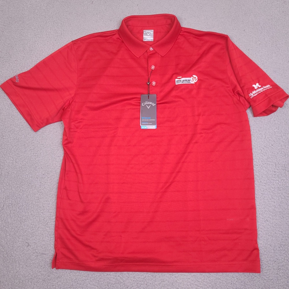 Callaway Polo Shirt Men XL Red Opti-Dri Great Lakes Bay Invitational Ventilation